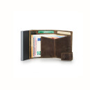 SECWAL Leder Kartenetui mit RFID Schutz und Münzfach in Hunter Braun SW2-04