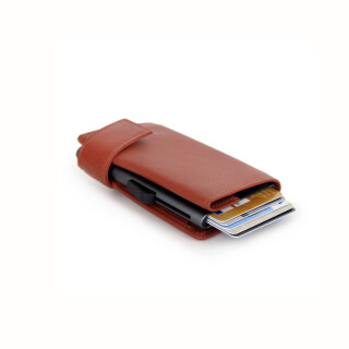 SECWAL Leder Kartenetui mit RFID Schutz und Münzfach in Orange SW2-22