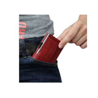 SECWAL Leder Kartenetui mit RFID Schutz und Münzfach in Orange SW2-22