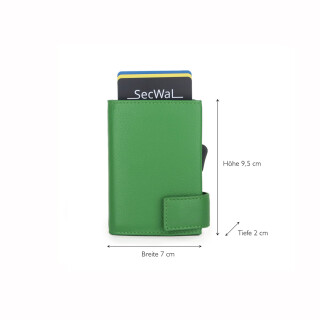 SECWAL Leder Kartenetui mit RFID Schutz und Münzfach RV in Grün SW1-05