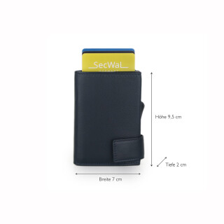 SECWAL Leder Kartenetui mit RFID Schutz und Münzfach RV in Blau SW1-09