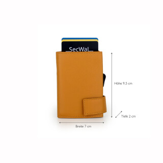 SECWAL Leder Kartenetui mit RFID Schutz und Münzfach RV in Gelb SW1-14