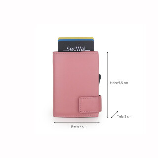 SECWAL Leder Kartenetui mit RFID Schutz und Münzfach RV in Pink SW1-24