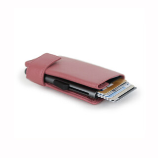 SECWAL Leder Kartenetui mit RFID Schutz und Münzfach RV in Pink SW1-24