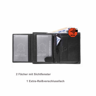INVIDA RFID Leder Geldbörse BASIC im Hochformat in SCHWARZ