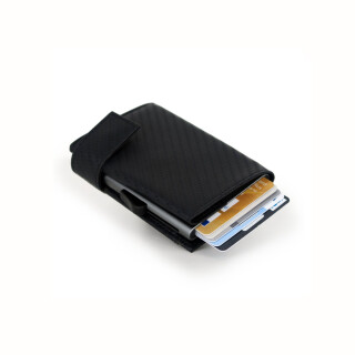 SECWAL Kartenetui mit RFID Schutz und Münzfach in Carbon Schwarz SW2-00
