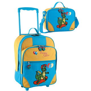 2 tlg. Kinderset - Trolley und Reisetasche Handgepäck mit Drachenmotiv