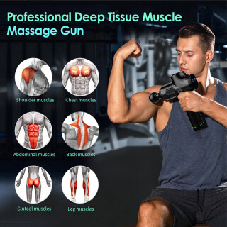 Elektrische Massagepistole Massage Gun Muskel Massagegerät mit LCD Touchscreen 6 Massageköpfen und 30 verschiedenen Stufen