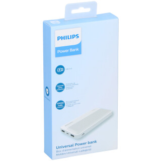 PHILIPS DLP7719N/00 - Power Bank mit 2 USB Eingang und USB-C Eingang - LED Indicator - 10000 mAh - Weiß