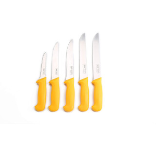 Shov Metzgermesser Küchenmesser Schlachtermesser Stechmesser Messer 5 teilig Edelstahl Rostfrei Profiqualität Gelb