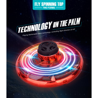 FLY Spinning Top Fly Ufo Fliegendes Spielzeug LED 360° Mini Drohne Flying Ball Kreisel Blau