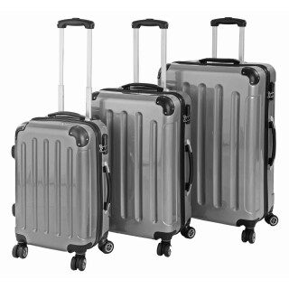 3 TLG. Glüückskind Kofferset Trolley Koffer Set PC/ABS Silber