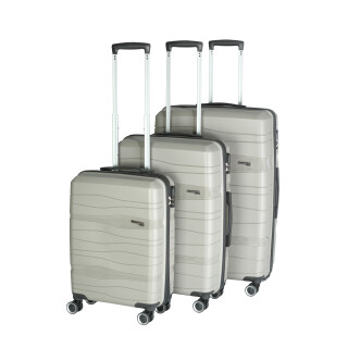 Glüückskind 3 teiliges Hochwertiges Kofferset Trolley Koffer Set in 6 Farben aus PP Grau