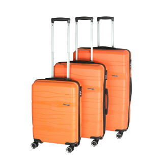 Glüückskind 3 teiliges Hochwertiges Kofferset Trolley Koffer Set in 6 Farben aus PP Orange