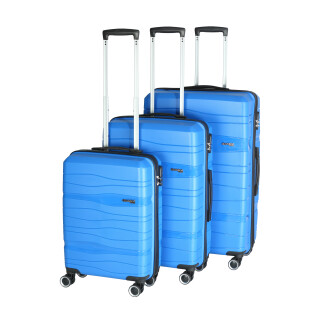 Glüückskind 3 teiliges Hochwertiges Kofferset Trolley Koffer Set in 6 Farben aus PP Blau