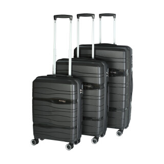 Glüückskind 3 teiliges Hochwertiges Kofferset Trolley Koffer Set in 6 Farben aus PP Schwarz