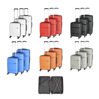 Glüückskind 3 teiliges Hochwertiges Kofferset Trolley Koffer Set in 6 Farben aus PP Schwarz