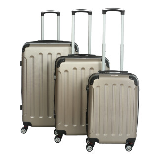 Glüückskind Luxus Koffer Trolley Kofferset aus ABS in 6 Farben und Einzel oder im Set Frei Wählbar Champagne 3tllg. Set