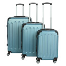 INVIDA Glüückskind Luxus Koffer Trolley Kofferset aus ABS in 6 Farben und Einzel oder im Set Frei Wählbar Eisblau 3tllg. Set