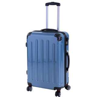 INVIDA PC/ABS Glüückskind Koffer Trolley mit 4 Zwillingsrollen Eisblau M