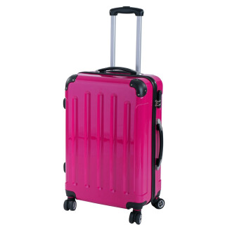 INVIDA PC/ABS Glüückskind Koffer Trolley mit 4 Zwillingsrollen Pink XL
