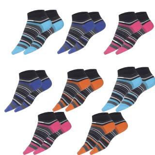 8 Paar Damen Sneaker Socken "Stripes" Öko-Tex Standard 100