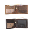 Geldbörse Geldbeute mit RFID aus Echt Leder Braun Hunter Vintage Portemonnaie Querformat