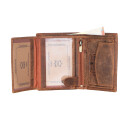 Geldbörse Geldbeute mit RFID aus Echt Leder Braun Hunter Vintage Portemonnaie Hochformat