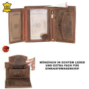 Geldbörse Geldbeute mit RFID aus Echt Leder Braun Hunter Vintage Portemonnaie Hochformat