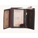 Geldbörse Geldbeute mit RFID aus Echt Leder Braun Hunter Vintage Portemonnaie Hochformat Dunkel Braun